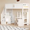 Flieks Hochbett Kinderbett 90x200cm mit Stauraumtreppe (Links und Rechts Austauschbar) Bild 2