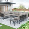 Merax Garten Loungesessel Set, Gartenlounge-Set, U-förmiges Gartenmöbel Set, balkon möbel, Wetterfestes Outdoor Ecksofa, für 8 Personen, Grau Bild 2