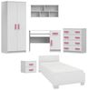 Deine Möbel 24 Jugendzimmer-Set INGE Jugendzimmer Jugendmöbel Kinderzimmer komplett 6-teilig, (Kindermöbel aus Laminatplatte, 6-tlg, Bett, Nachttisch, Schreibtisch, Hängeregal, Kleiderschrank, Kommode), Kinderzimmer Set Weiß Griffe Rosa Blau Grün Grau ... Bild 4