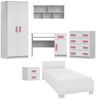Deine Möbel 24 Jugendzimmer-Set INGE Jugendzimmer Jugendmöbel Kinderzimmer komplett 6-teilig, (Kindermöbel aus Laminatplatte, 6-tlg, Bett, Nachttisch, Schreibtisch, Hängeregal, Kleiderschrank, Kommode), Kinderzimmer Set Weiß Griffe Rosa Blau Grün Grau ... Bild 5