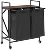 vidaXL Wäschekorb 2 Fächer mit Rädern Braune Eiche 859099 Bild 5