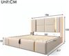 Polsterbett 180×200 cm mit Bettkasten, LED & USB/Typ-C am Kopfteil, Lattenrost,Beige Bild 4