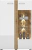 Wohnzimmer Vitrine Highboard Eiche Castello Nb. mit weiß Hochglanz AKRON-131 MDF Front mit edler Fräsung, B/H/T: ca. 92/143/42 cm Bild 3