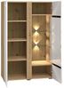 Wohnzimmer Vitrine Highboard Eiche Castello Nb. mit weiß Hochglanz AKRON-131 MDF Front mit edler Fräsung, B/H/T: ca. 92/143/42 cm Bild 2