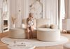Ecksofa Designersofa Sofa ARLET in Stoff Abriamo Hellbeige Ottomane Rechts Bild 3