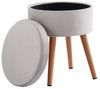 Runder Sitzhocker mit Stauraum aus Samt und Massivholz mit Wendedeckel Grau, 36D x 36W x 45H cm Bild 4