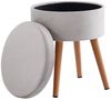 Runder Sitzhocker mit Stauraum aus Samt und Massivholz mit Wendedeckel Grau, 36D x 36W x 45H cm Bild 5