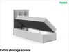 MEBLINI Kinderbett mit Bettkasten MINO 2 100x200 Links – H3/Hellgrau Samt Gepolstert Einzelbett mit Matratze - Polsterbett mit Stauraum - Bett mit Kopfteil – Stauraumbett Bild 5