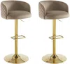 Vente-unique - PERLANITA Barhocker Samt Beige - B 52,5 cm x H 105,5 cm85,5 cm x L 54,5 cm Bild 2