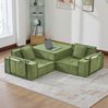 Sofa 162 x 78 x 66 cm mit 2 Kissen – modulares Chenille-Sofa in Grün mit Seitentaschen Bild 3