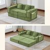 Sofa 162 x 78 x 66 cm mit 2 Kissen – modulares Chenille-Sofa in Grün mit Seitentaschen Bild 2