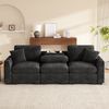 Sofa 242 x 80 x 88 cm, 3‑Sitzer Chenille in Grau mit klappbarer Rückenlehne, USB-Anschluss und Stauraum Bild 3