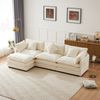 Modernes L-förmiges Ecksofa, Polstersofa aus Chenille-Stoff als Dreisitzer mit Fußstütze, Polstermöbel, geeignet für Wohn- und Schlafzimmer, Beige Bild 3