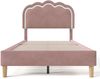Polsterbett 90x190 cm mit LED-Kopfteil, verstellbares Kopfteil, Samt Rosa Bild 3