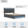 Polsterbett 140 x 200 LED-Polsterbett mit 4 Schubladen und 2 USB-Ladestationen, Bettrahmen mit LED-Kopfteil-Fußteil, Grau Bild 3