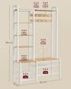 VASAGLE Garderobenständer mit Schuhbank, Garderobe, 5 Regalebenen aus Spanplatten, 9 Dreifach-Haken, 6 seitliche Haken, 40 x 120 x 190 cm, goldeichenfarben-wolkenweiß HSRDE426Y01 Bild 5