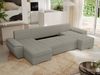 U-förmiges Ecksofa mit Schlaffunktion, genähter Sitz, zwei Armlehnen und losen Kissen - UMBRIA U - Hellgrau Boucle Bild 4