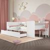 Einzelbett 90×200 cm mit Schreibtisch, Schubladen & Regalen – multifunktionales Holzbett für kleine Räume und Jugendzimmer Bild 4