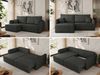 L-förmiges Ecksofa mit Armlehnen, für das Wohnzimmer, Schlaffunktion und Bettkästen, Wellenfeder am Sitz, losen Kissen - MESTO - Dunkelgrau Struktur - linke Seite Bild 2