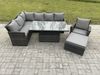 Fimous Gartenmöbel Set aus Polyrattan für den Außenbereich Höhenverstellbarer Esstisch Sofa Set mit Großer Fußhocker Sesseln Dunkelgrau gemischt Bild 2