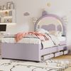 Kinderbett mit Ausziehbett & Schubladen, 90x200 cm, violett, ohne Matratze Bild 2