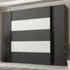 Forte NARAGO Kleiderschrank 270, 4-türiger Dreh-/Schwebetürenschrank mit Einlegeböden und Kleiderstange, Holzwerkstoff, Schwarz / Weiß, 270,3 cm breit, 210,5 cm hoch, 61,2 cm tief Bild 4
