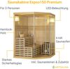 Artsauna Saunakabine Espoo150 Premium mit Saunofen – 3 Personen – Hemlock Holz, Glasfront und LED Licht – Inkl. Thermometer & Sanduhr – Komplett Set Bild 3