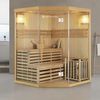 Artsauna Saunakabine Espoo150 Premium mit Saunofen – 3 Personen – Hemlock Holz, Glasfront und LED Licht – Inkl. Thermometer & Sanduhr – Komplett Set Bild 2