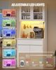 Küchenschrank, Buffetschrank, mit Steckdosenleiste und LED-Lichtleiste, Hochschrank mit Arbeitsplatte und 4 Staufächern, Küche, Wohnzimmer, 40 x 75 x 180 cm, Hanf-Weiß Bild 4