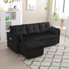 Schlafsofa aus Cord mit Stauraum & Bettfunktion, 206x108x66 cm, Schwarz Bild 2