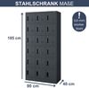 Schließfachschrank Spind KAROL - 18 Fächer, Etikettenhalter Lüftungsschlitze | Wertfachschrank Umkleideschrank Metall Kleiderspind, 185x90x40cm Anthrazit Bild 2