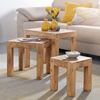 3er Set MUMBAI Satztisch Massiv-Holz Akazie Wohnzimmer-Tisch Landhaus-Stil Beistelltisch dunkel-braun Naturholz Bild 2
