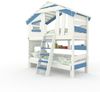 BIBEX ‘Alpin Chalet‘ Hochbett mit Unterbett und Regal, massive Kiefer, weiss/blau, 90 x 200 cm Bild 2