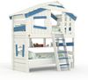 BIBEX ‘Alpin Chalet‘ Hochbett mit Unterbett und Regal, massive Kiefer, weiss/blau, 90 x 200 cm Bild 3