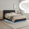 LED Polsterbett Tröstiar mit Matratze 160x200 cm Schwarz [en. casa] Bild 2