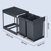 SONGMICS Mülleimer küche, Mülltrennsystem für Unterschrank, 2 x 15 L, Abfalleimer 2 Fächer, ausziehbar, Stahlrahmen, ABS-Deckel, grau Bild 5