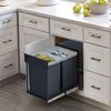 SONGMICS Mülleimer küche, Mülltrennsystem für Unterschrank, 2 x 15 L, Abfalleimer 2 Fächer, ausziehbar, Stahlrahmen, ABS-Deckel, grau Bild 3