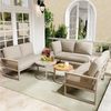 Celya Gartenlounge-Set Gartenlounges für 6-7 Personen, Gartenmöbel Set mit Esstisch, (verstellbare Beine, inklusive aller Sitz- und Rückenkissen, beige), Ecksofa mit verzinktem Eisengestell Bild 5