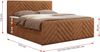 Boxspringbett mit zwei Bettkästen, 7 Härtezonen Multipocket-Matratzen, dekoratives Kopfteil und Front, Doppelbett - PARIS DUO - 200 x 200 cm - Orange Stoff - H4 Bild 5