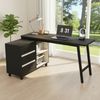 150 x 100 x 76 cm L-förmiger Schreibtisch mit drei Schubladen, zwei offenen Ablagefächern, Stahlrohrbeinen, geräumiger Tischplatte, schwarz-weiß. Bild 4