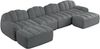Ecksofa Grau, modulares 4-Sitzer Sofa aus granuliertem Fleece mit Ottomanen und ergonomischer Schaumstoffpolsterung,79x366x165 cm Bild 4