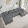 Ecksofa Grau, modulares 4-Sitzer Sofa aus granuliertem Fleece mit Ottomanen und ergonomischer Schaumstoffpolsterung,79x366x165 cm Bild 3