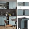 Singleküche R-Line Blau-Grau/Anthrazit 160 cm , AP Eiche Vicco Bild 2