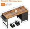 Schreibtisch mit 3 Stoffschubladen und Aufbewahrungstasche, Braun, 120x48cm Bild 3