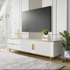 TV-Schrank 175 x 40 x 45 cm aus Spanplatte in Weiß/Gold mit 2 Schubladen & 2 Türen Bild 5