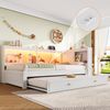 Daybett 90x200 cm mit Ausziehbett – Schlafsofa in Weiß mit LED, USB, Typ-C und Ablagefächern Bild 4