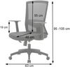 Bürostuhl HWC-J90, Schreibtischstuhl, ergonomische S-förmige Rückenlehne, verstellbare Taillenstütze ~ grau Bild 4