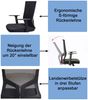 Bürostuhl HWC-J90, Schreibtischstuhl, ergonomische S-förmige Rückenlehne, verstellbare Taillenstütze ~ grau Bild 2