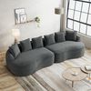 4-Sitzer Modulsofa H 67 x T 320 x B 114 cm aus Chenille in Grau, rahmenlos, mit tiefer Chaiselongue Bild 3