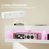 TV Lowboard 140 x 40 x 30 cm mit RGB-LEDs, Hochglanzweiß, Wandmontage und offenen Fächern Bild 5
